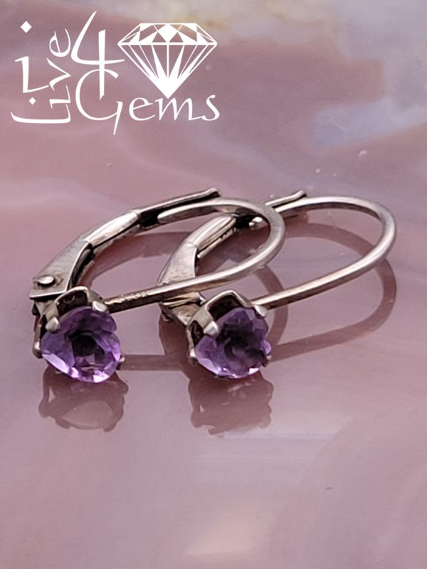 Silver 3.5mm  Heart Amethyst Earring