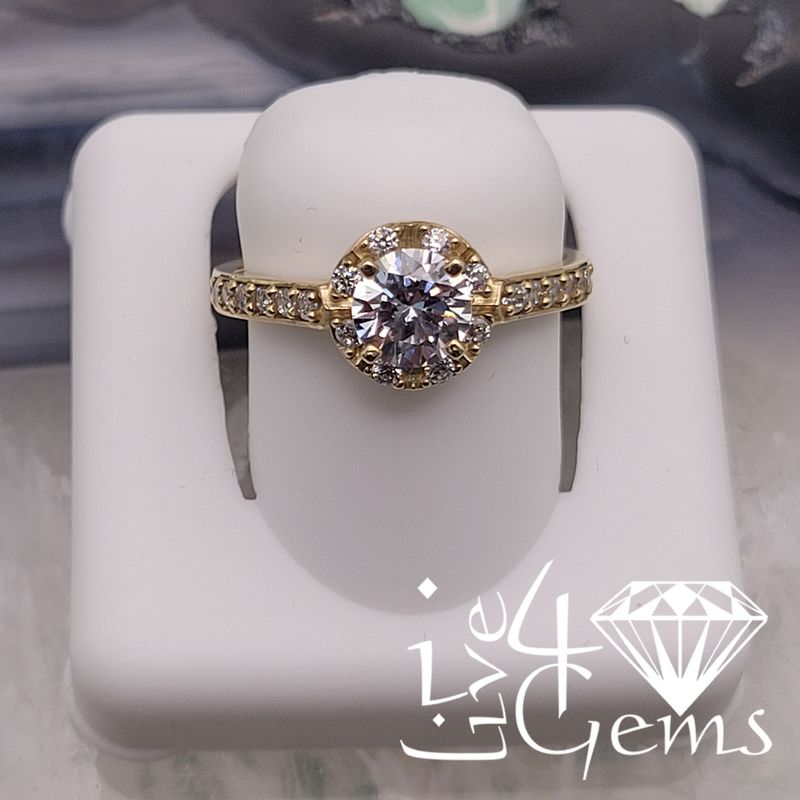10kty Round Halo Cz Ring