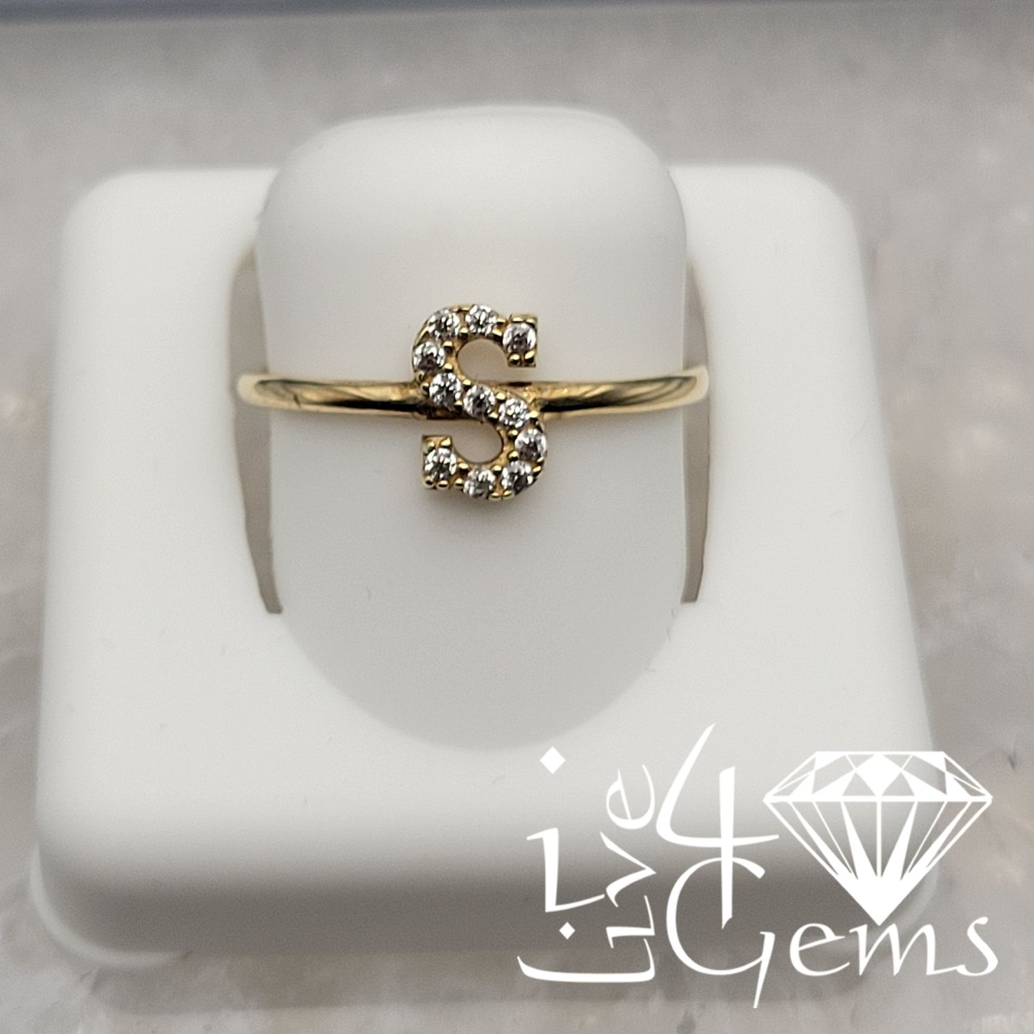 10kty Letter Cz Ring -S
