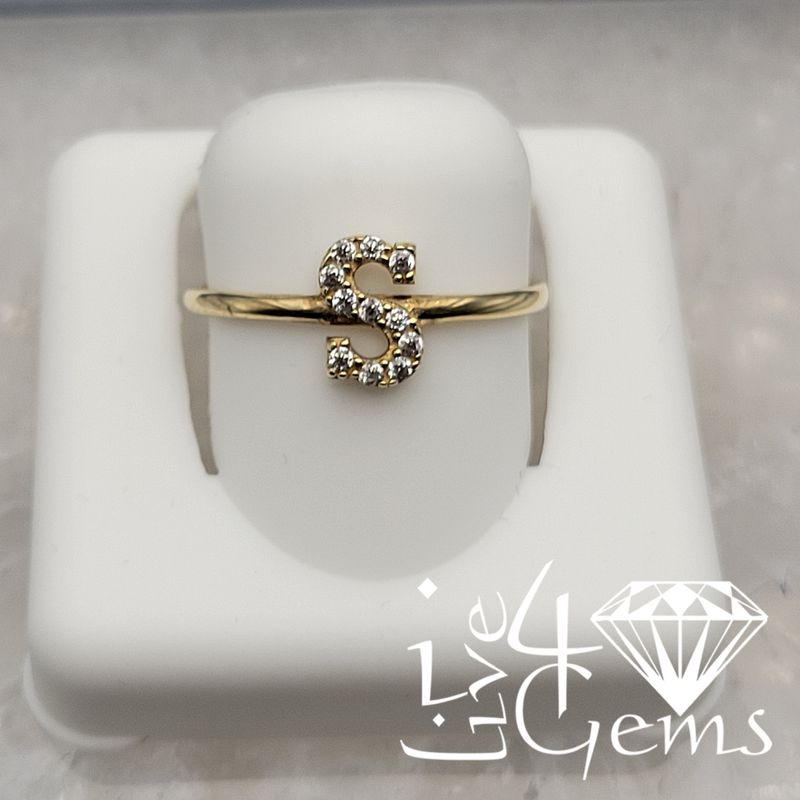 10kty Letter Cz Ring -S