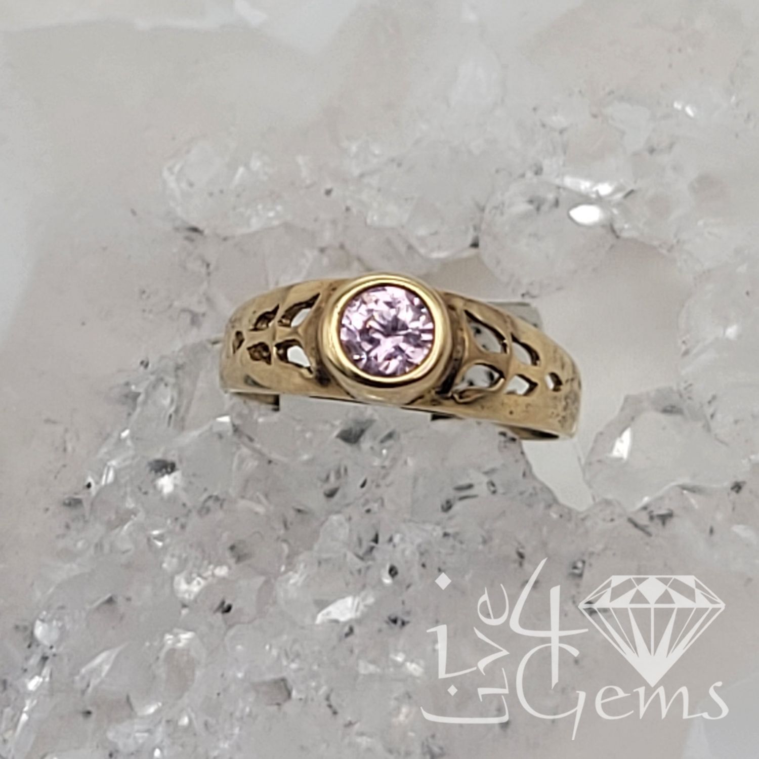 Gold 10kty Baby Pink CZ Ring