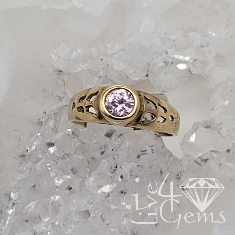 Gold 10kty Baby Pink CZ Ring