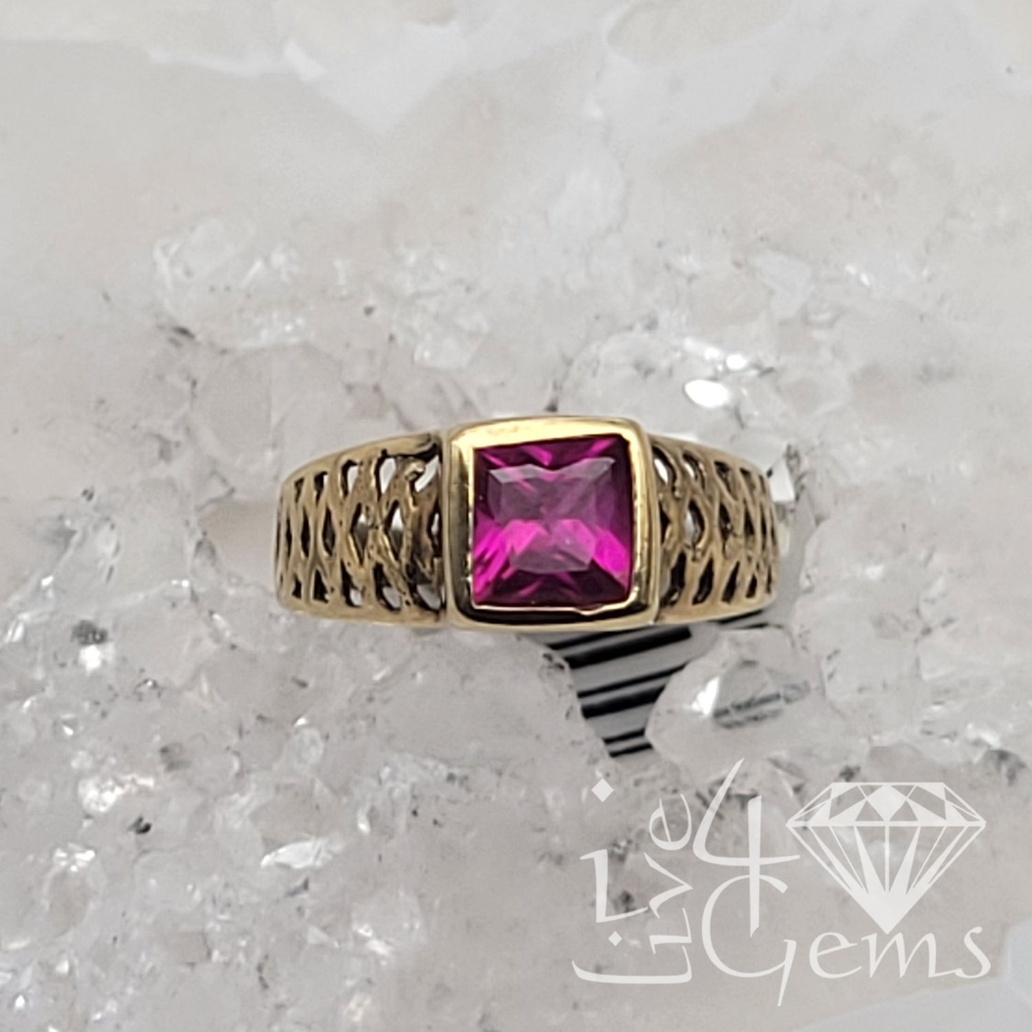 10kty Baby Red Square CZ Ring