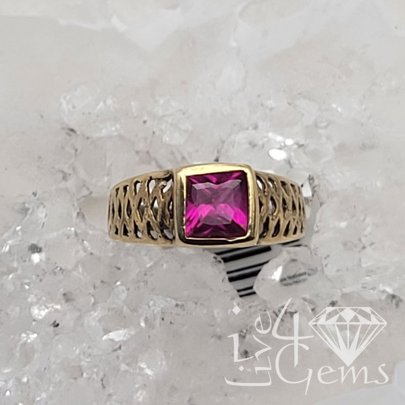 10kty Baby Red Square CZ Ring