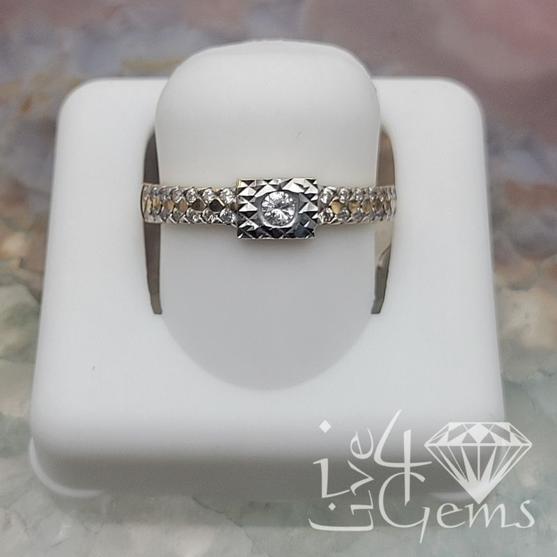 10kty CZ Diamond Cut Band