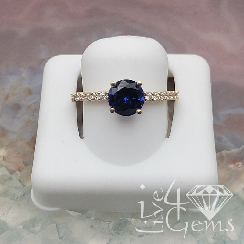 10kty Blue Cz Round  Ring