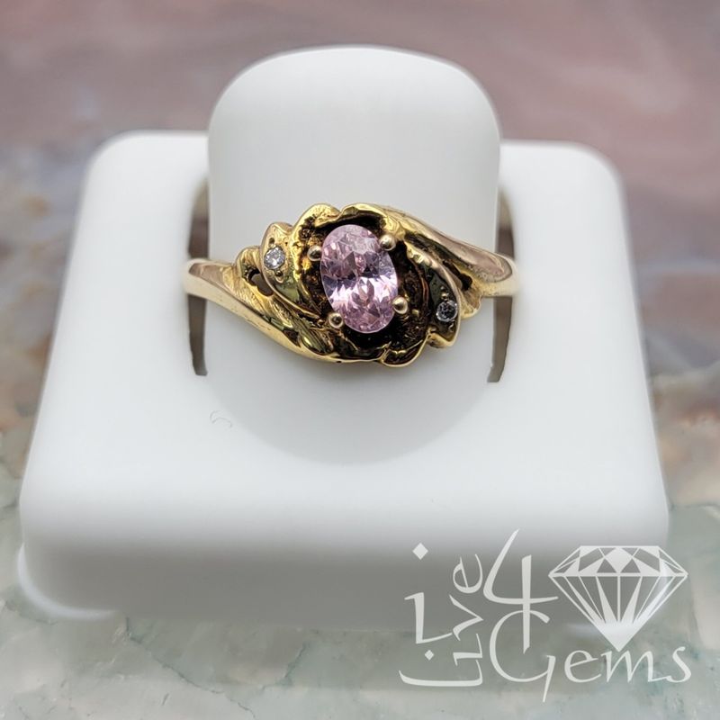 10kty Pink Oval CZ Ring