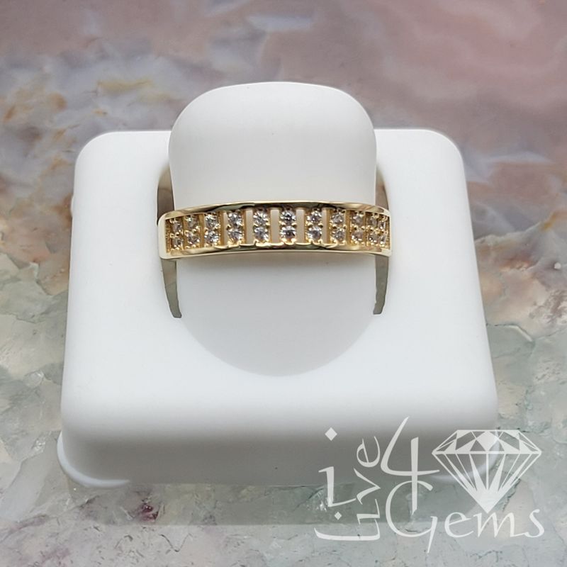 10kty Double Row CZ Band S8