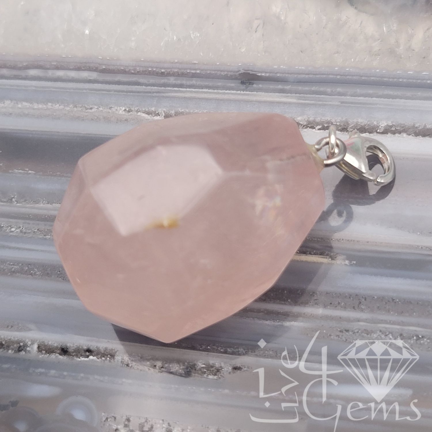 Silver Rose Quartz Pendant