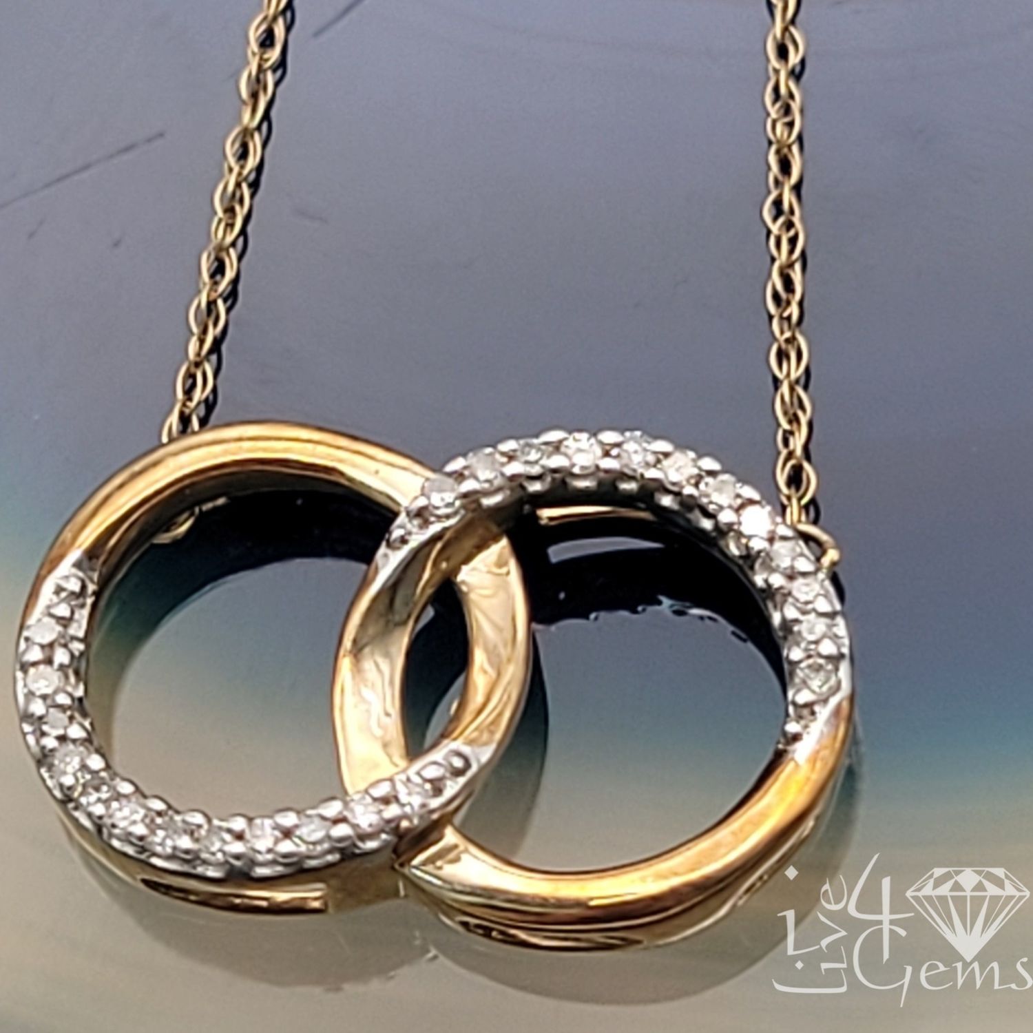 1/10ctw Dia 10kty Interlocking Circles Necklace