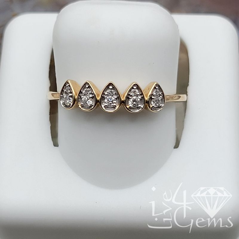 10kty 1/10ctw Diamond Tear Drop Stackable Ring