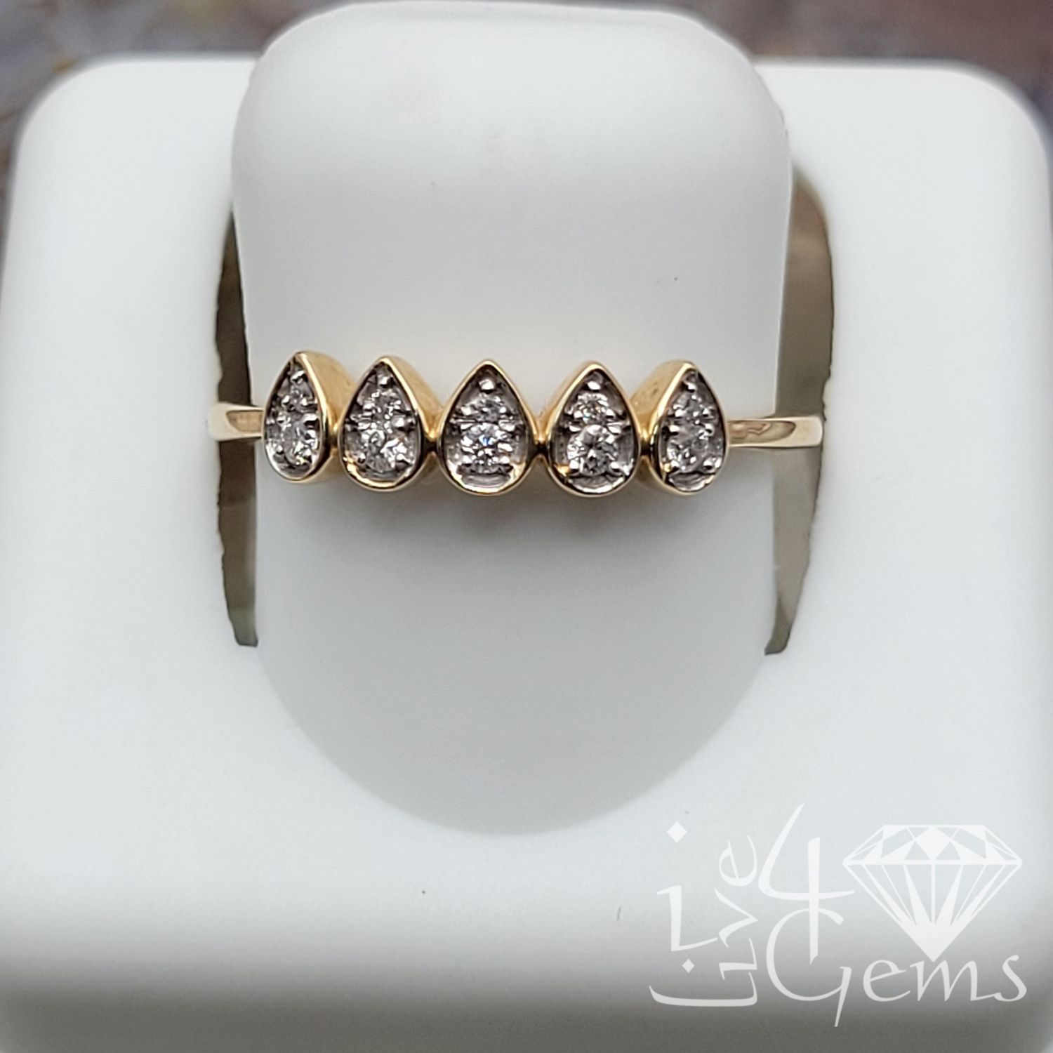 10kty 1/10ctw Diamond Tear Drop Stackable Ring