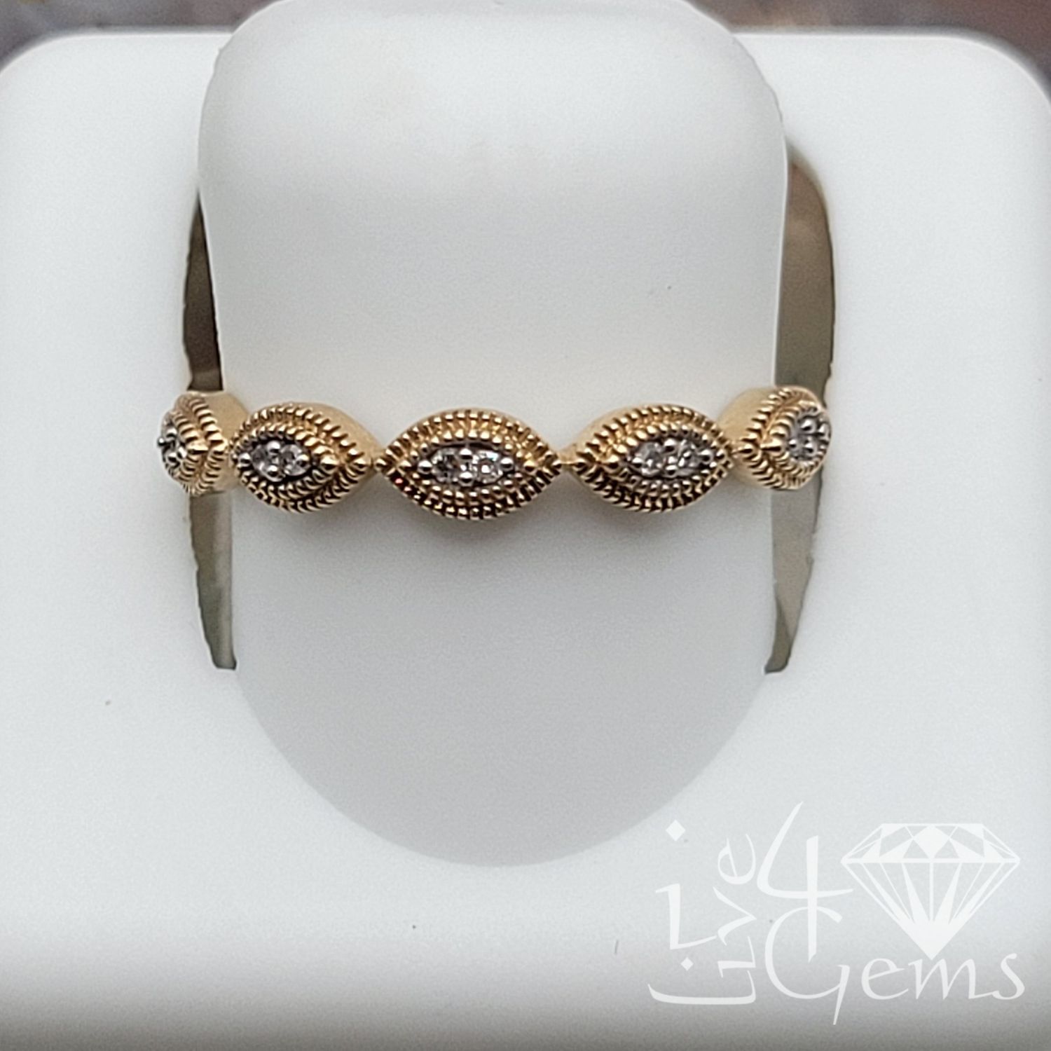 10kty 1/20ctw Diamond Marquise Stackable Ring