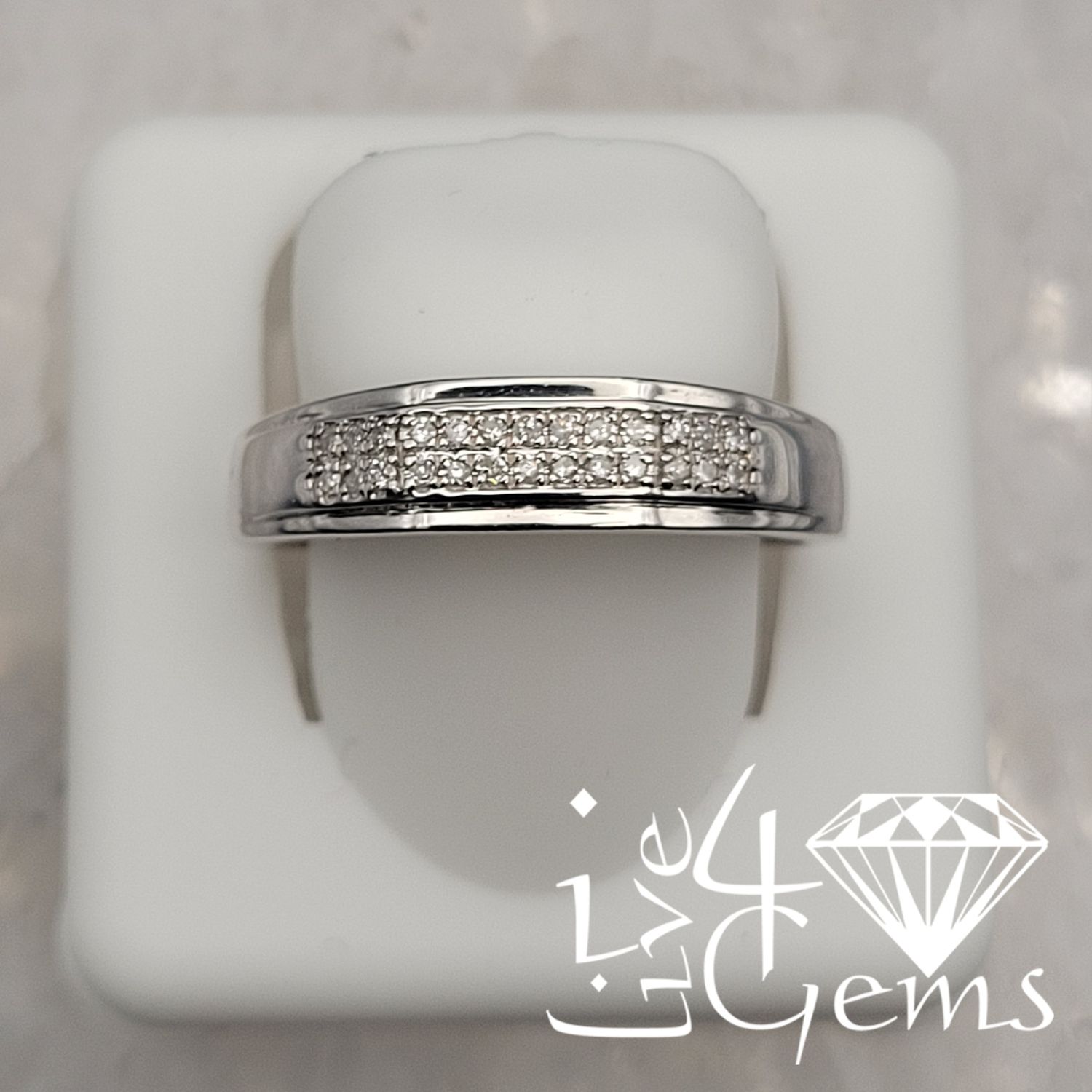 Silver 1/8ctw Dia Round Cluster Men's Band