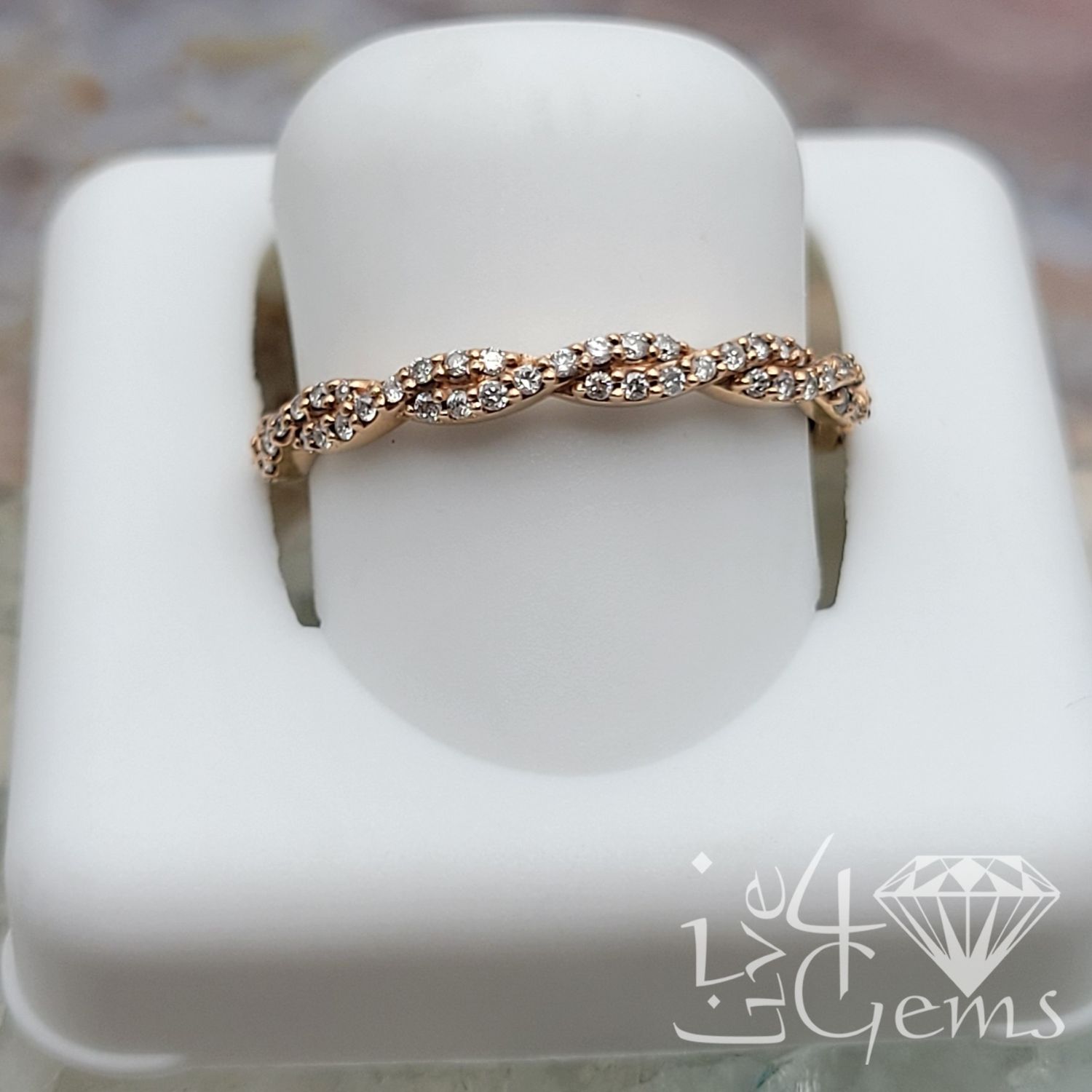 10kt 1/6ct Rose Gold Diamond Stackable Band
