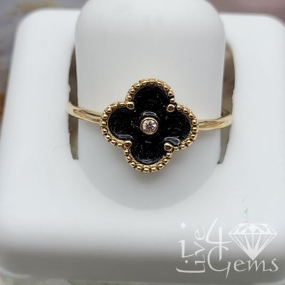 10kty 0.012ctw Diamond Black Clover Ring