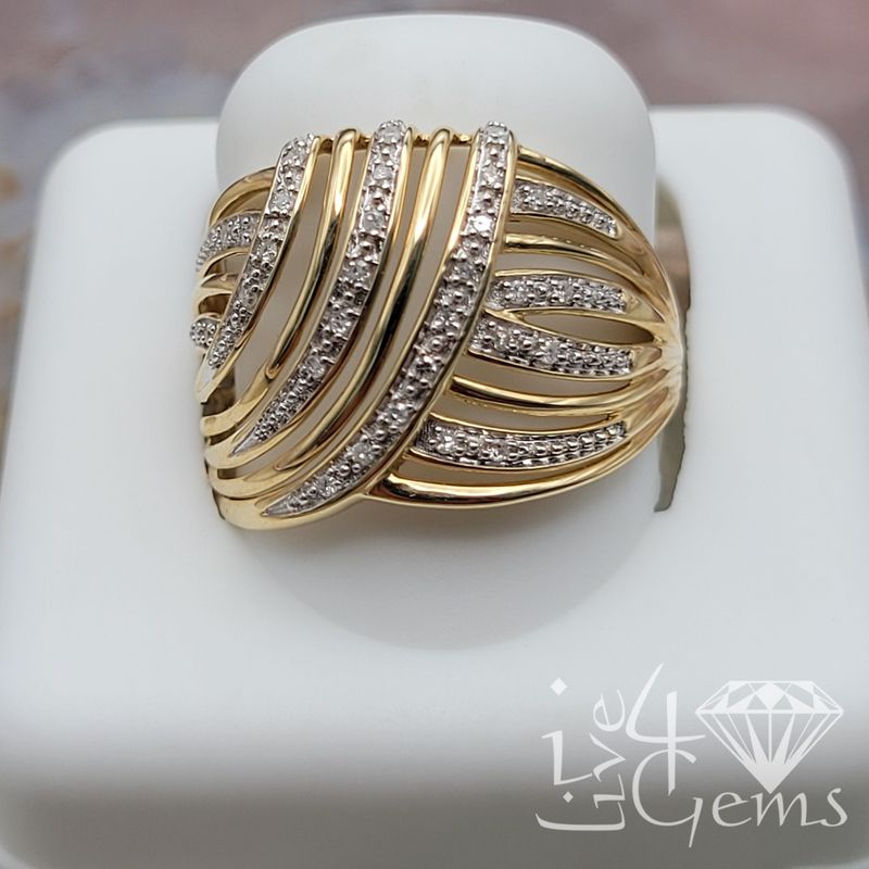 10kty 1/10ctw Dia Spiral Woven Ring