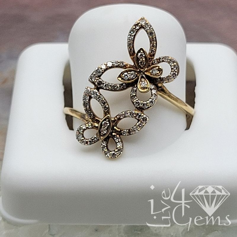 10kty Double 1/4ctw Diamond Butterfly Ring