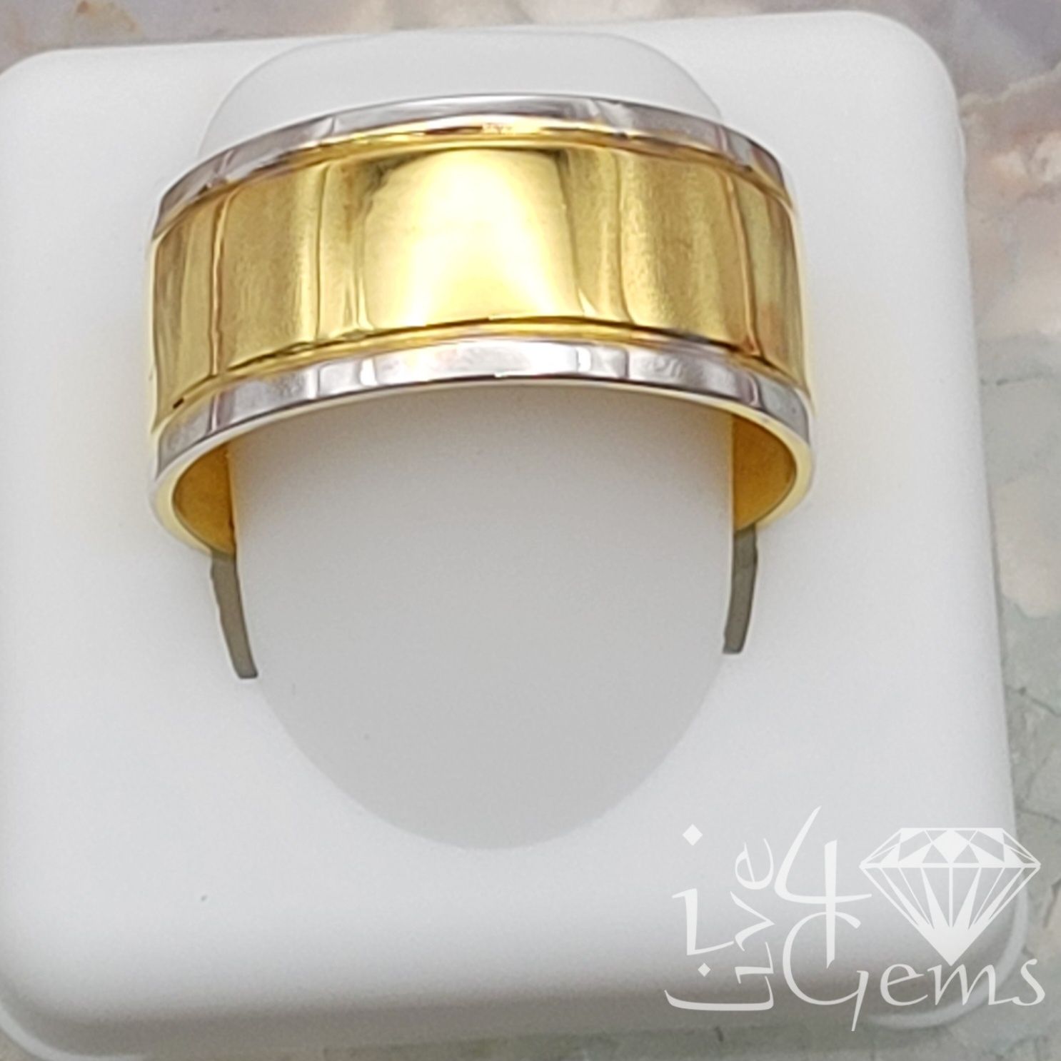 10kt Two Tone Gold Regular Band 10mm Size 11.5
