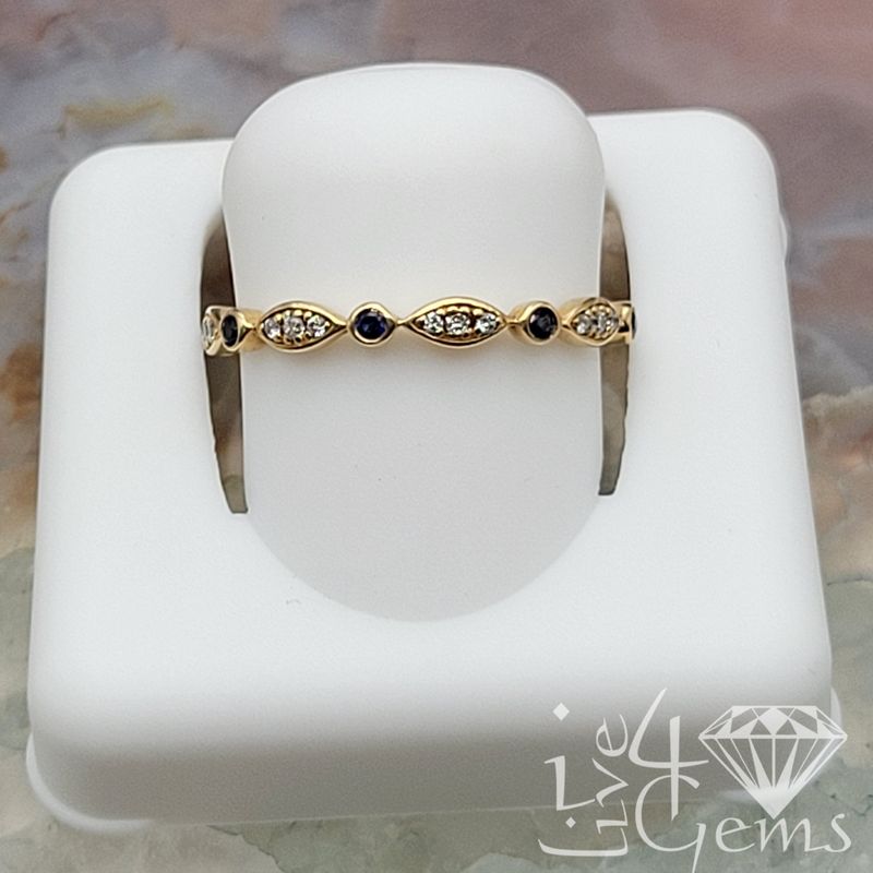 10kty 1/20ctw Dia 1/20ct Sapphire Stackable Ring