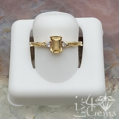 10kt 0.06ctw Diamond Citrine Emerald Cut Ring