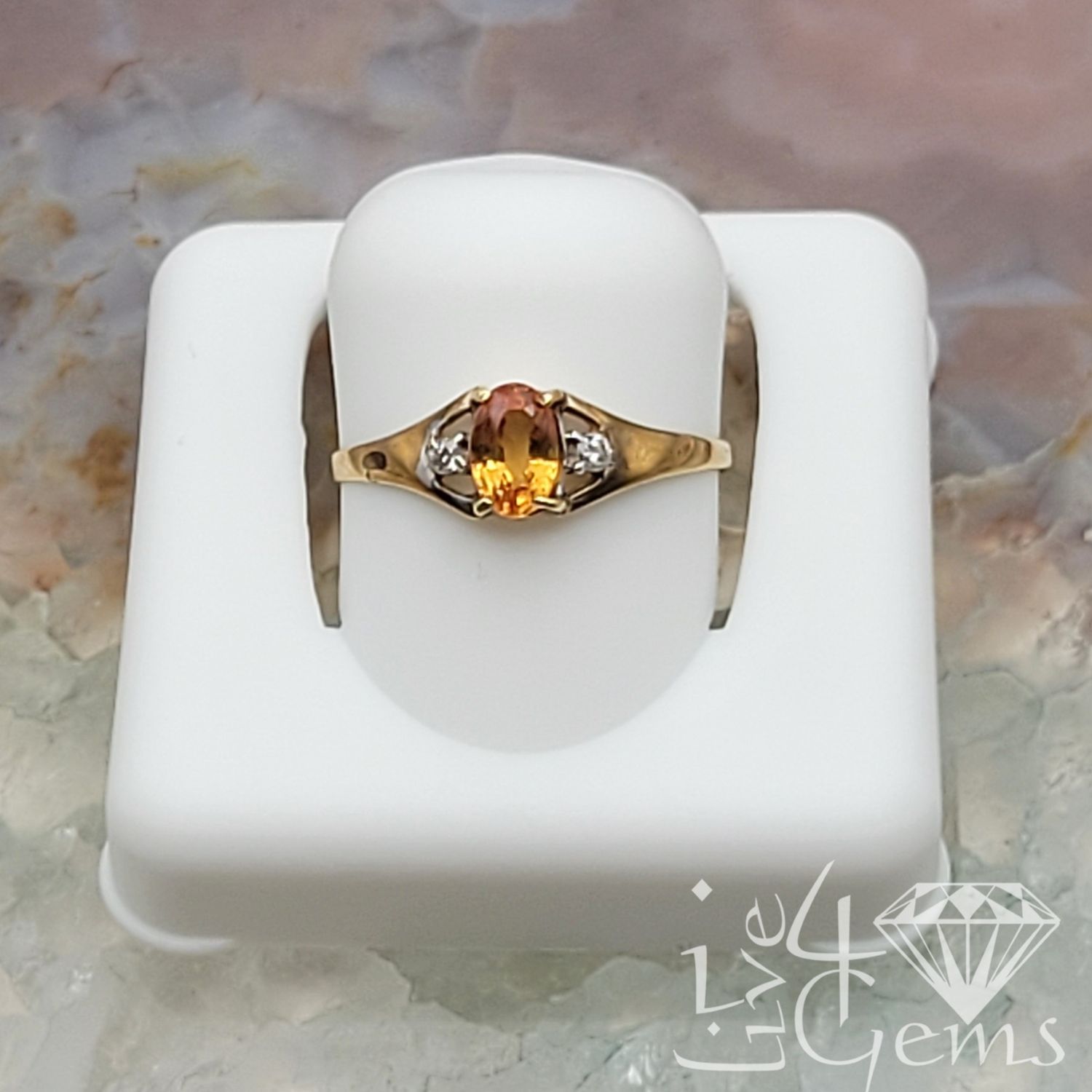 10kty 0.04ct Diamond 0.6ct Sapphire Ring S6.5