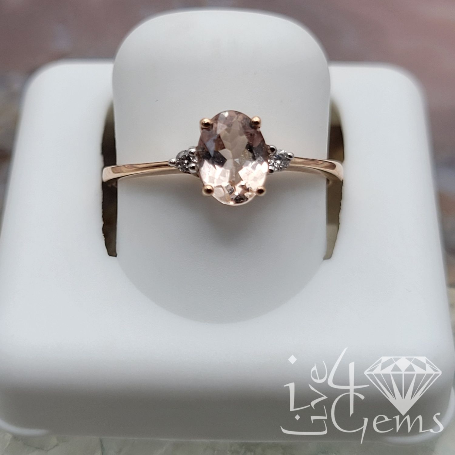 1/20ctw Diamond 5/8ct Morganite Ring 10kt Rose Gold