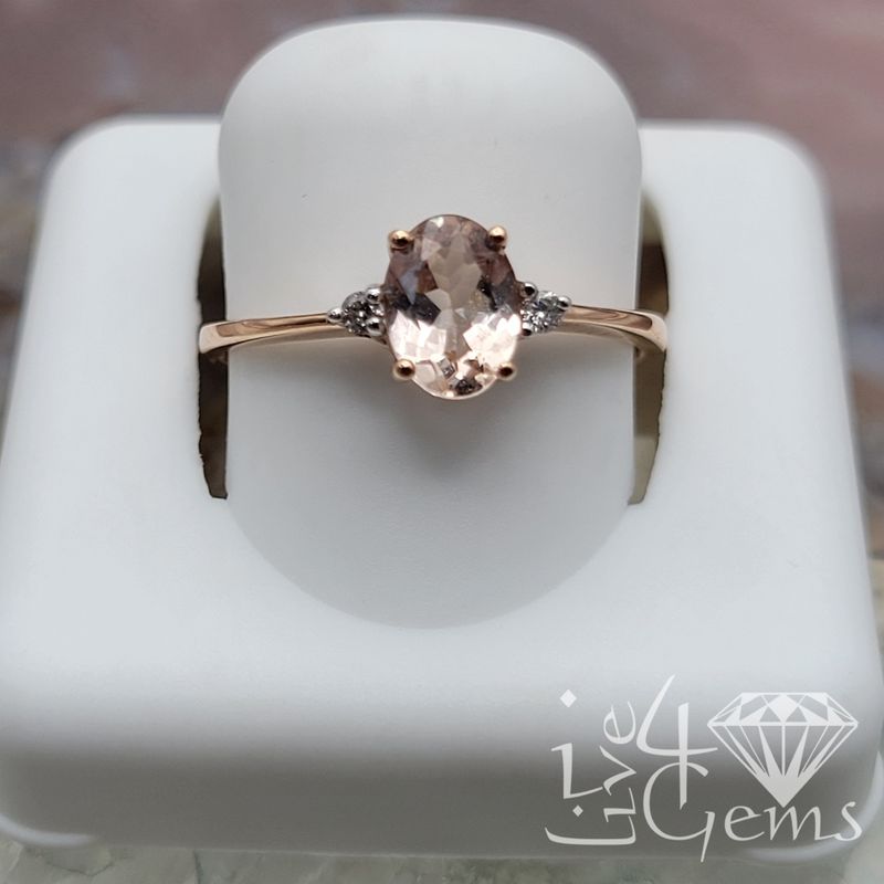 1/20ctw Diamond 5/8ct Morganite Ring 10kt Rose Gold