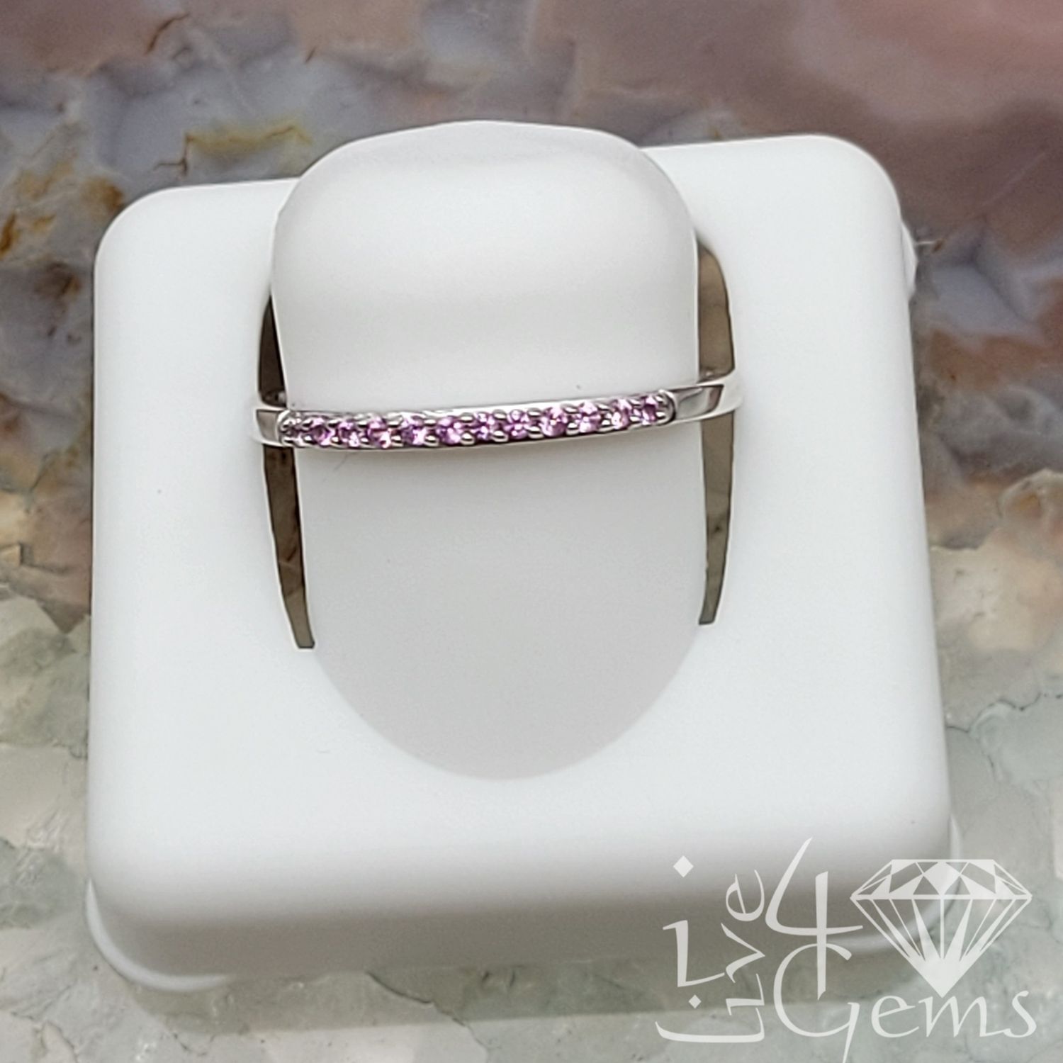14kt Pink Sapphire Channel Ring S8