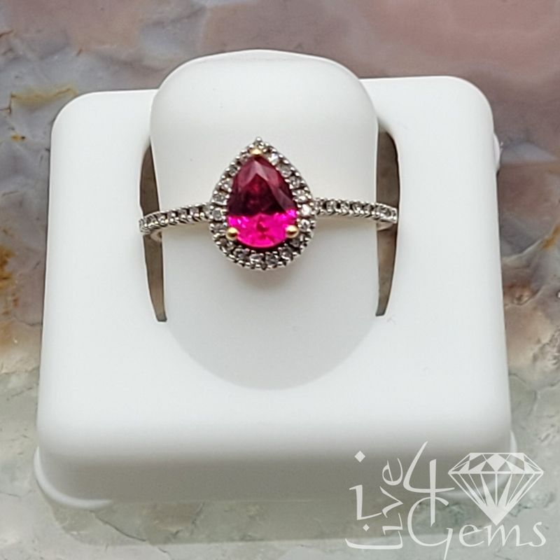 10kty 1/6ctw Dia 1ct Ruby Lab Ring
