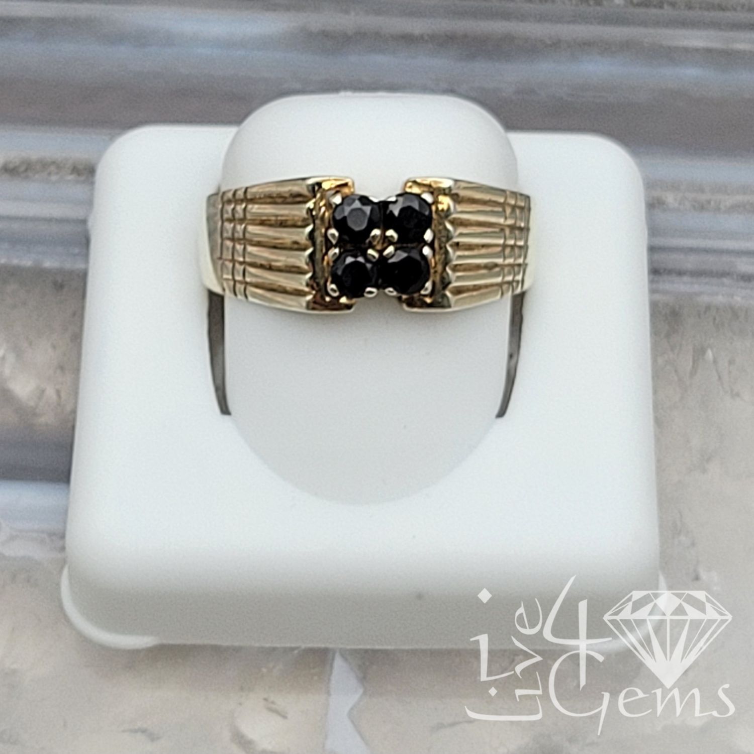 Silver Gold Plated 4 Sapphire Stone Ring