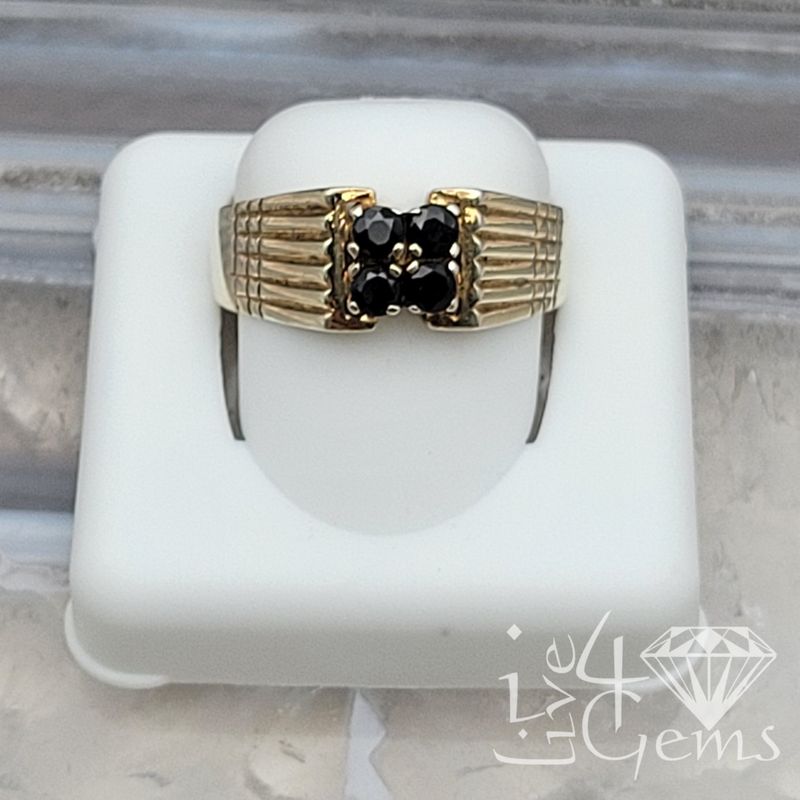 Silver Gold Plated 4 Sapphire Stone Ring