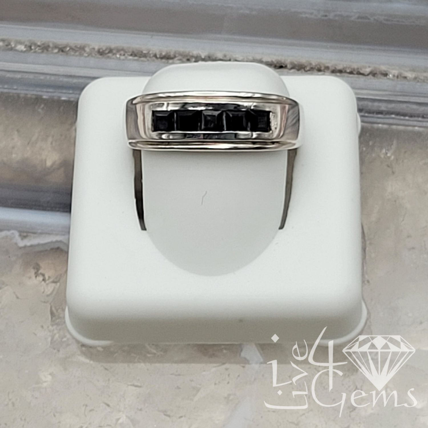 Silver One Row Sapphire Ring
