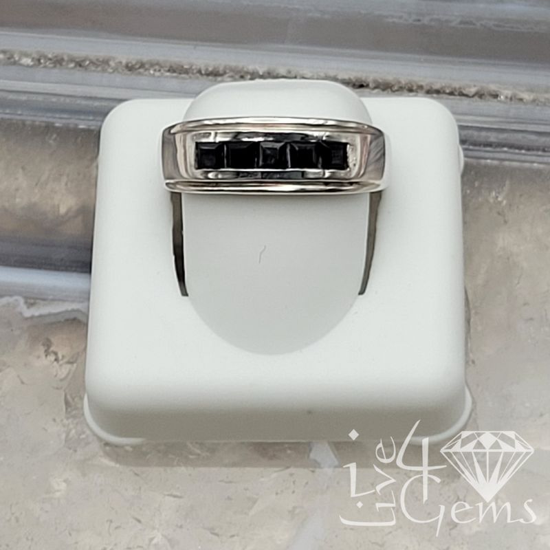 Silver One Row Sapphire Ring