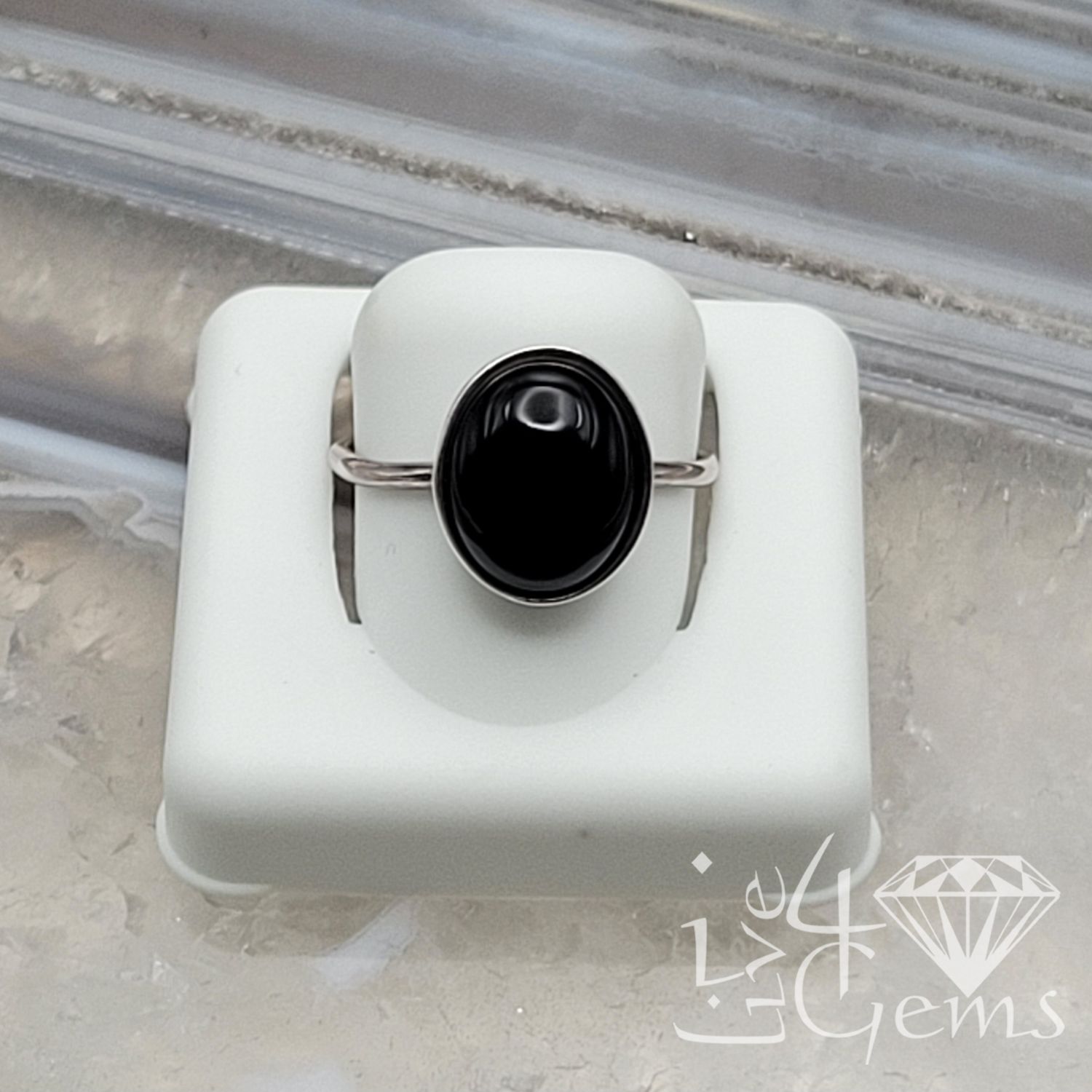 Silver Oval Black Onyx Ring