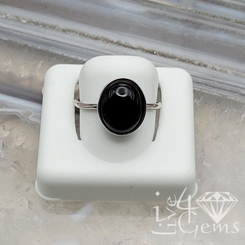 Silver Oval Black Onyx Ring