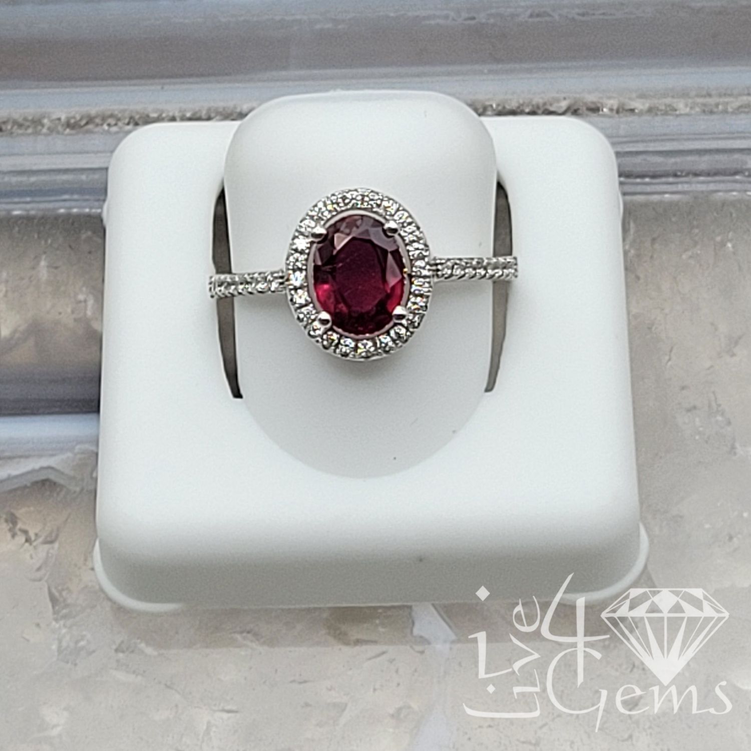 Silver Oval Ruby 1.5cts CZ  Ring