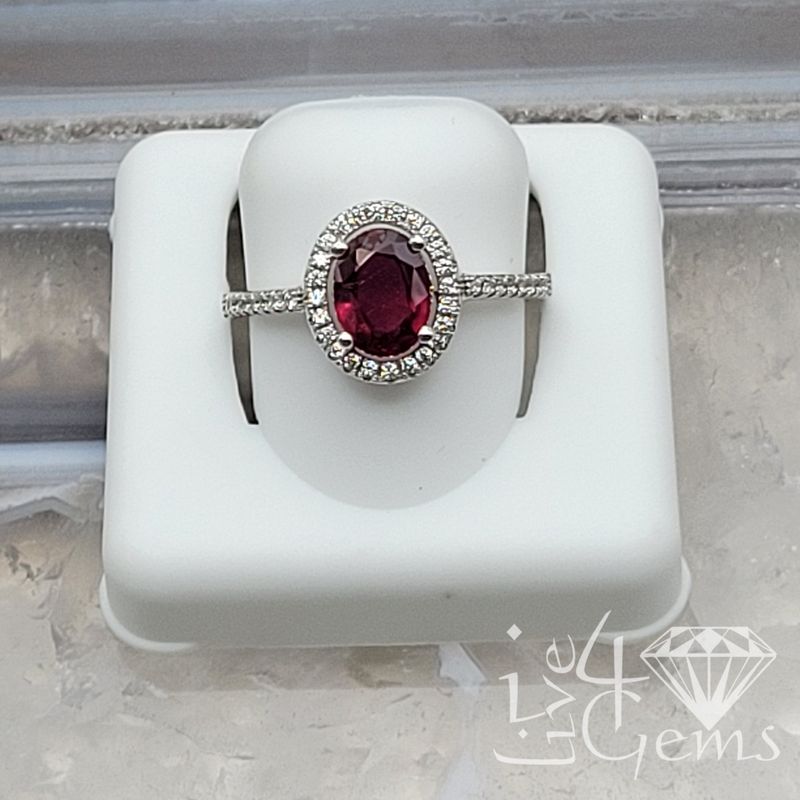 Silver Oval Ruby 1.5cts CZ  Ring