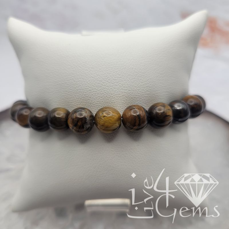 Tiger&#39;s Eye Gemstone Bracelet 7mm