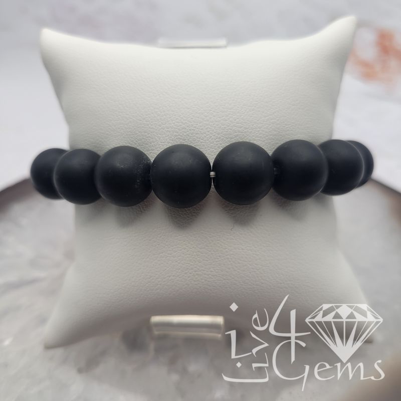 Black Onyx Matte Bracelet  10mm