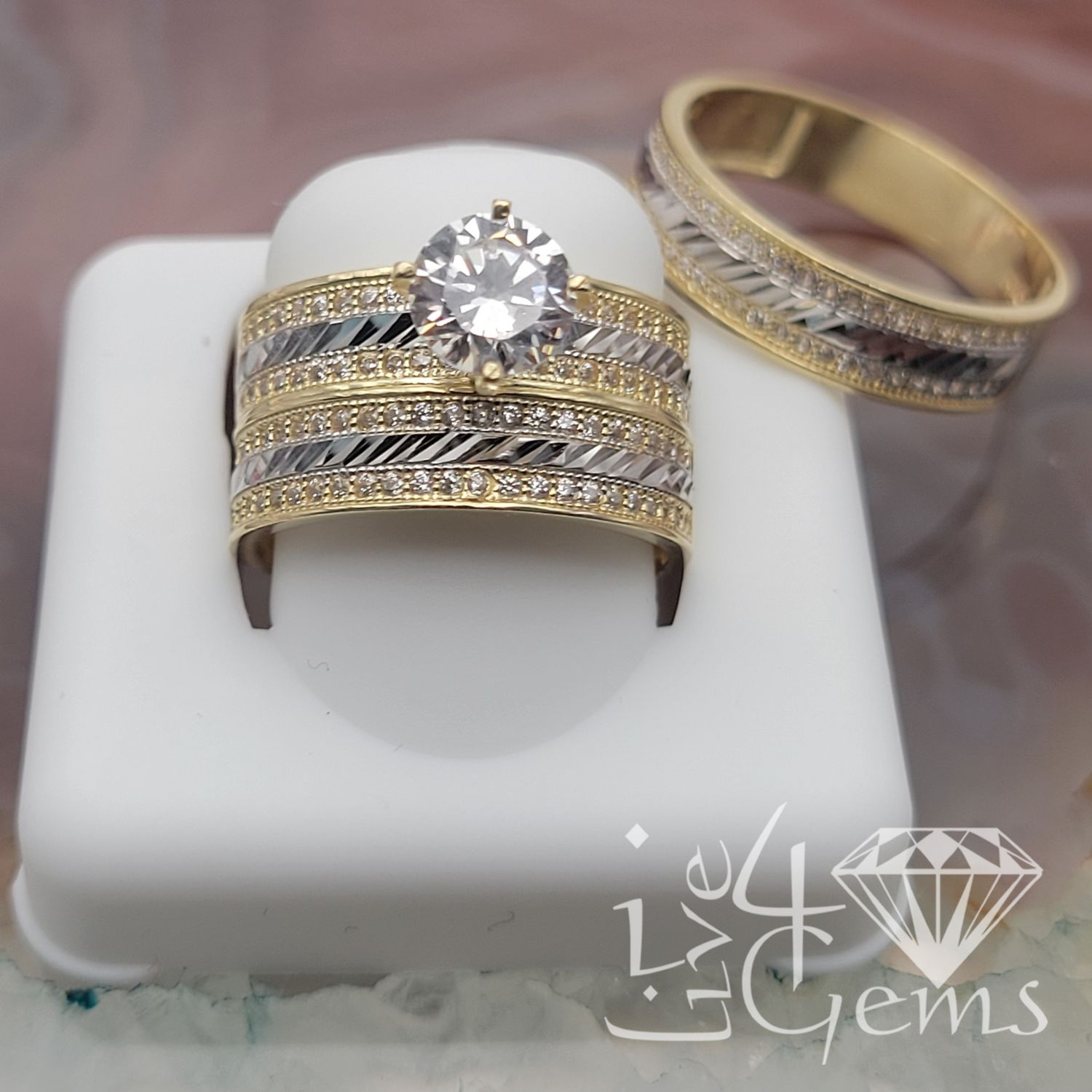 10kty His and Her Diamond Cut CZ