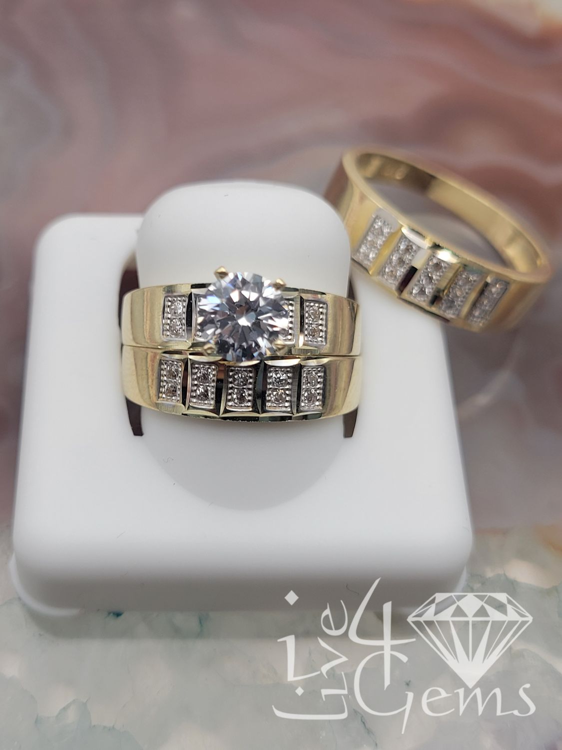 10kty His and Her Rectangle Small CZ Set M10 F7.5