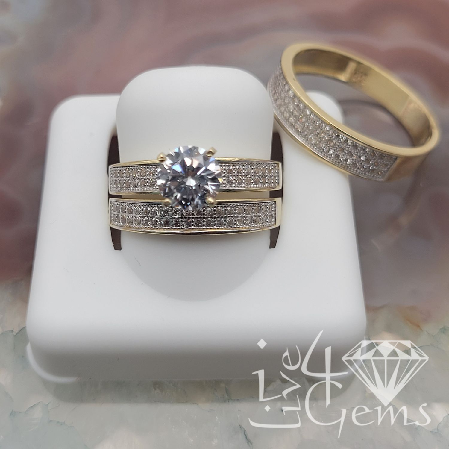 10kty His and Her CZ Triple Row