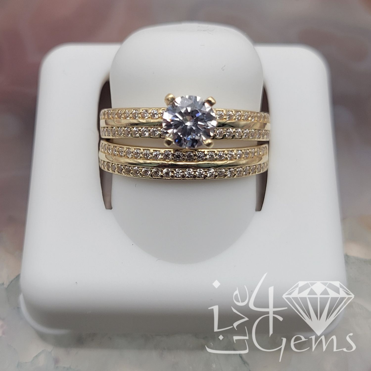 10kty Double Row Bridal CZ Set
