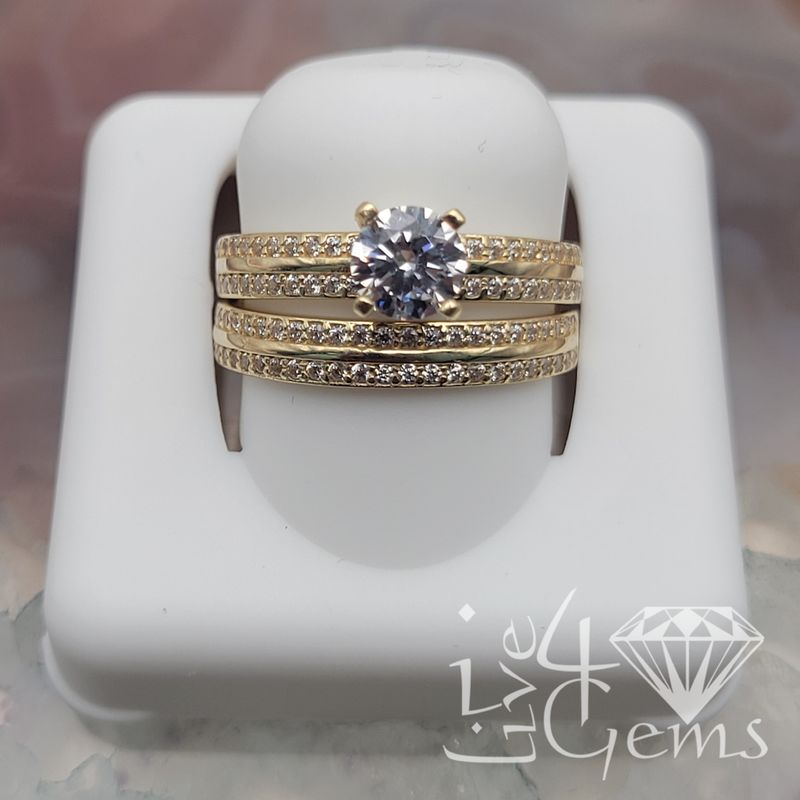 10kty Double Row Bridal CZ Set