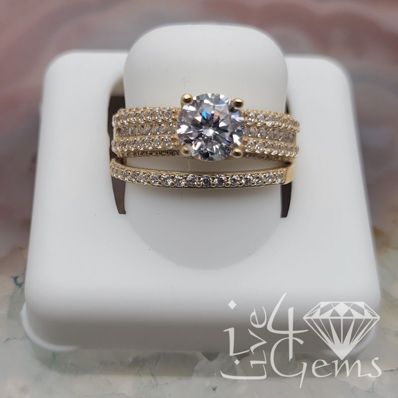 10kty Triple Row Cz Bridal Set