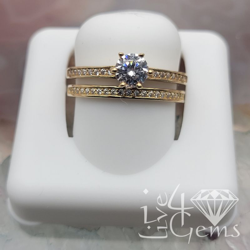10kty Bridal Single Row Cz Set