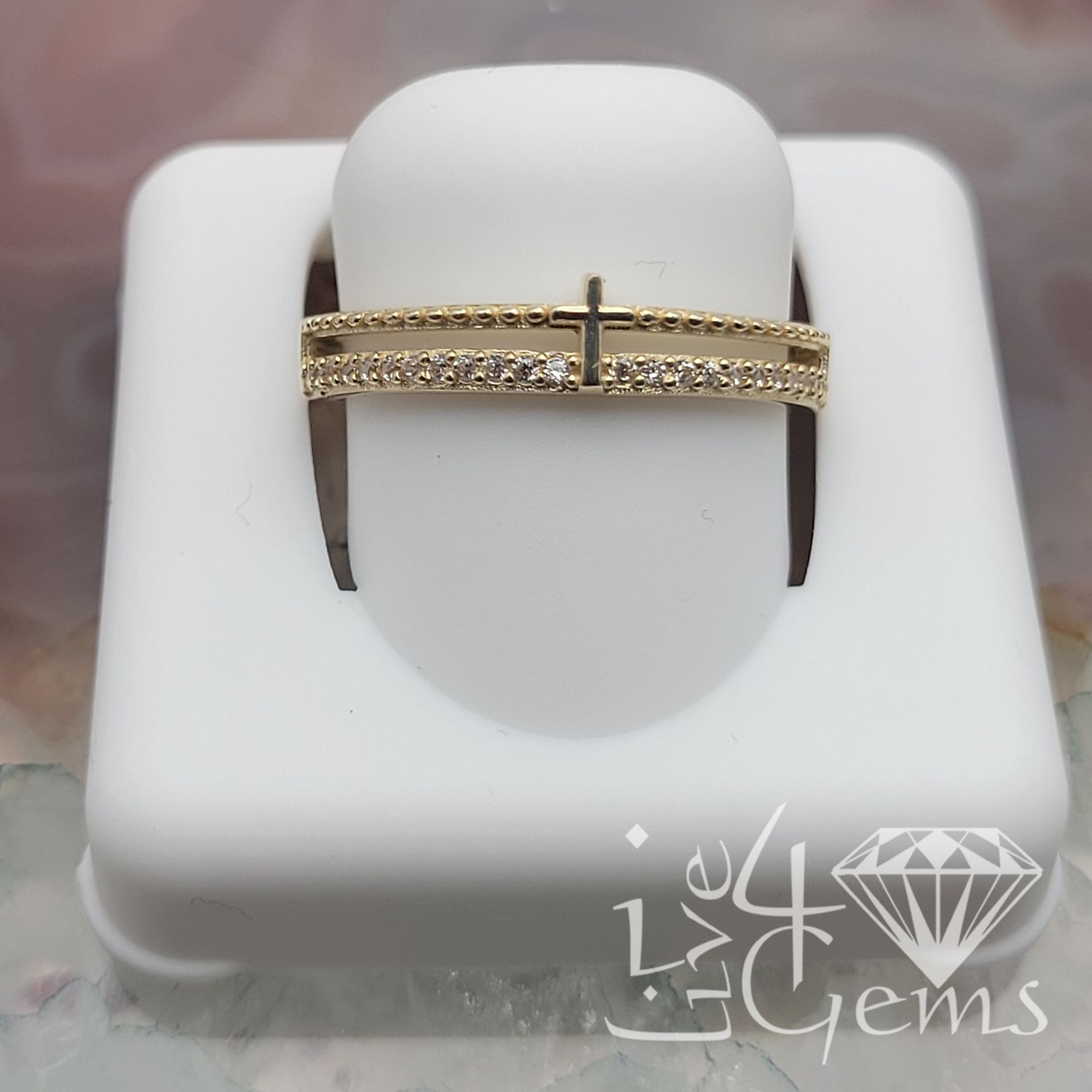 10kty Cross Cz Pattern Band