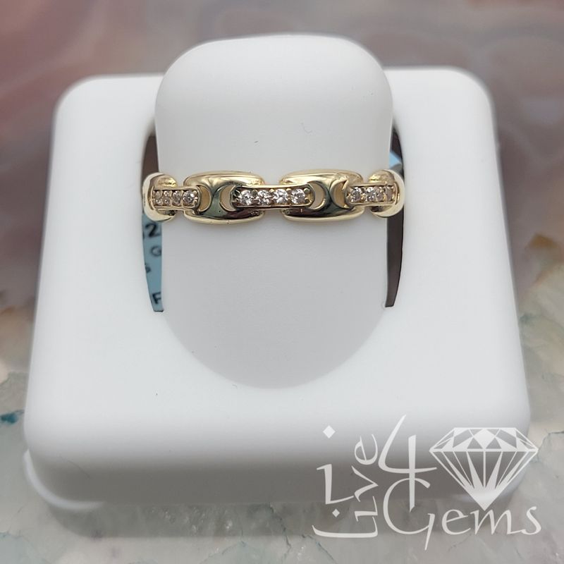 10kty Puff Link CZ Ring S8