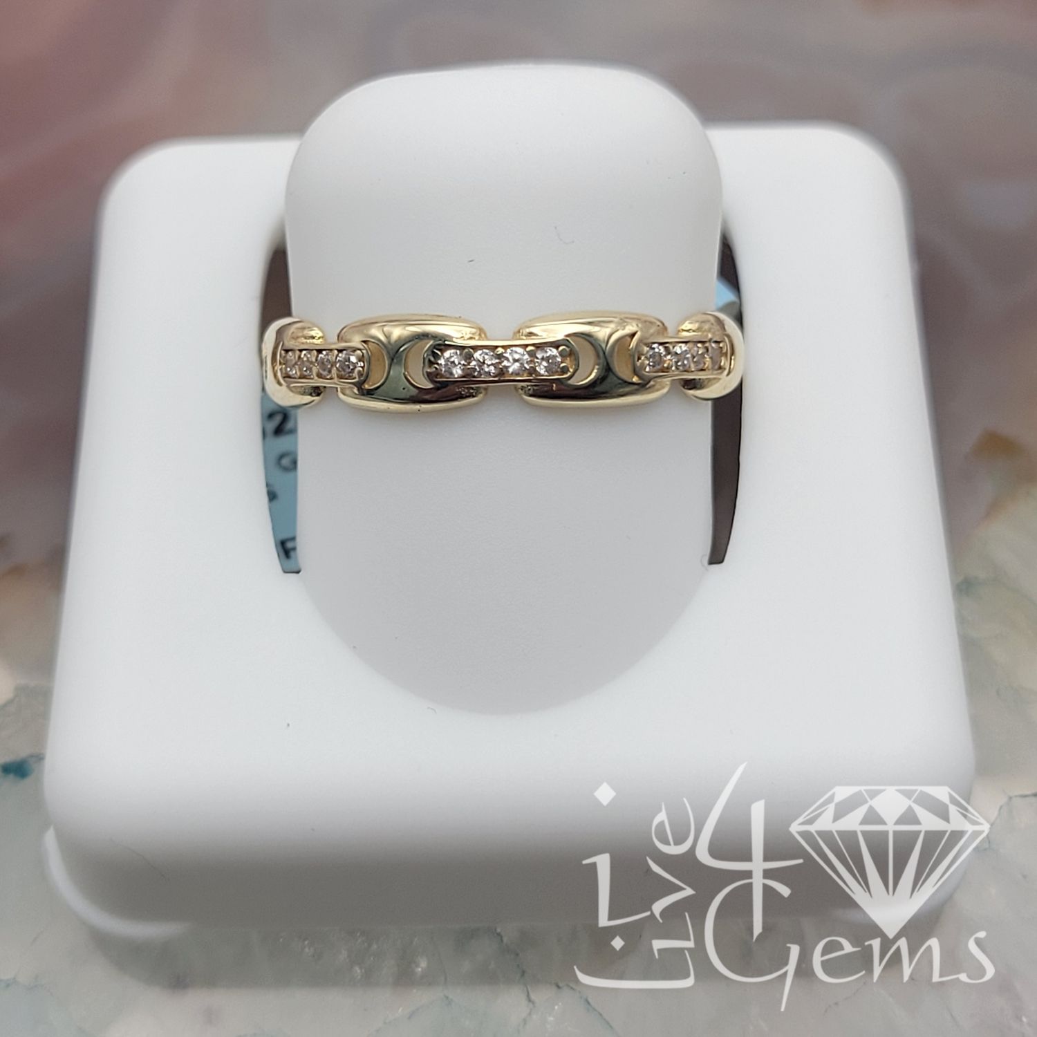 10kty Cz Puff Link Ring S8